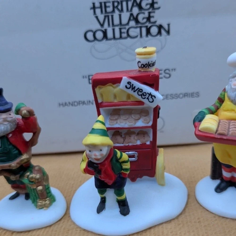 Department 56 Heritage Village Baker Elves Set of 3 Porcelain North Pole 5603-0